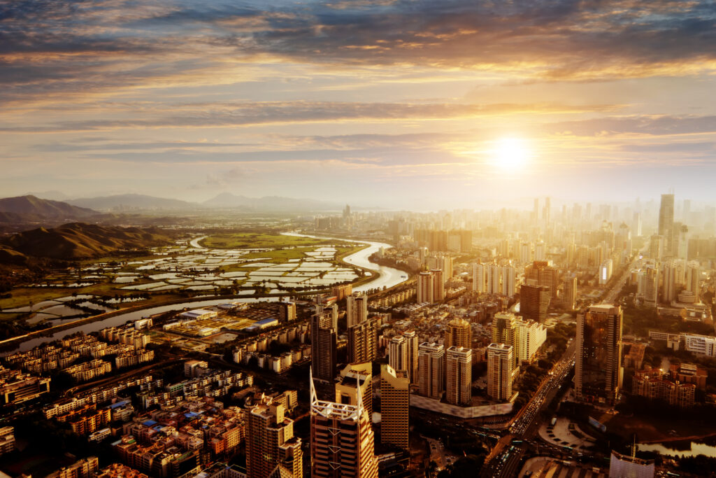 Bird view at city of shenzhen China