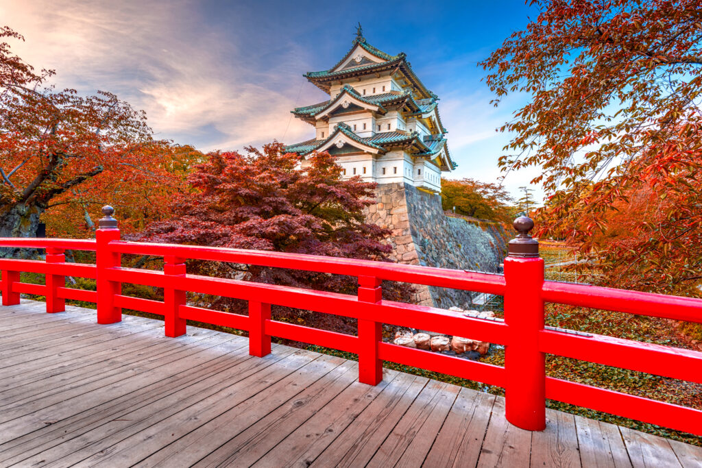 Hirosaki Castle in Hirosaki, Japan.