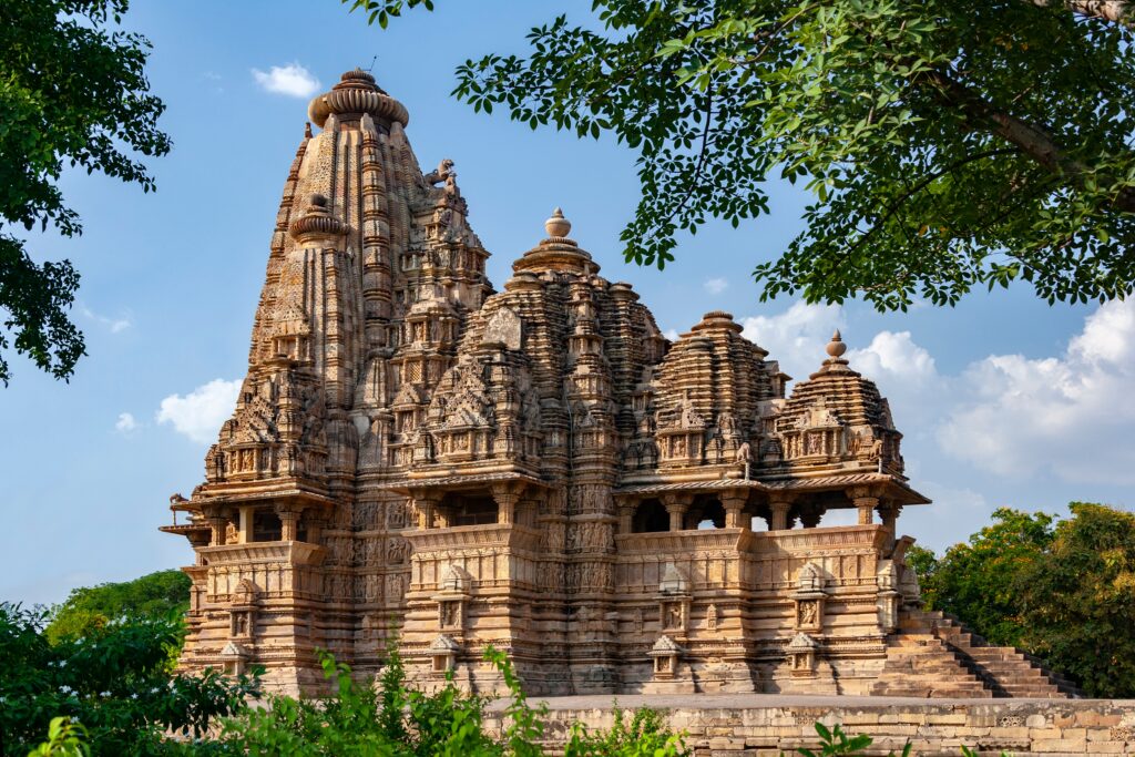 The Jian and Hindu Temples at Khajuraho in the Madhya Pradesh region of India. A UNESCO World Heritage Site. Khajuraho has India’s largest group of medieval Hindu and Jain temples, famous for their erotic sculptures.